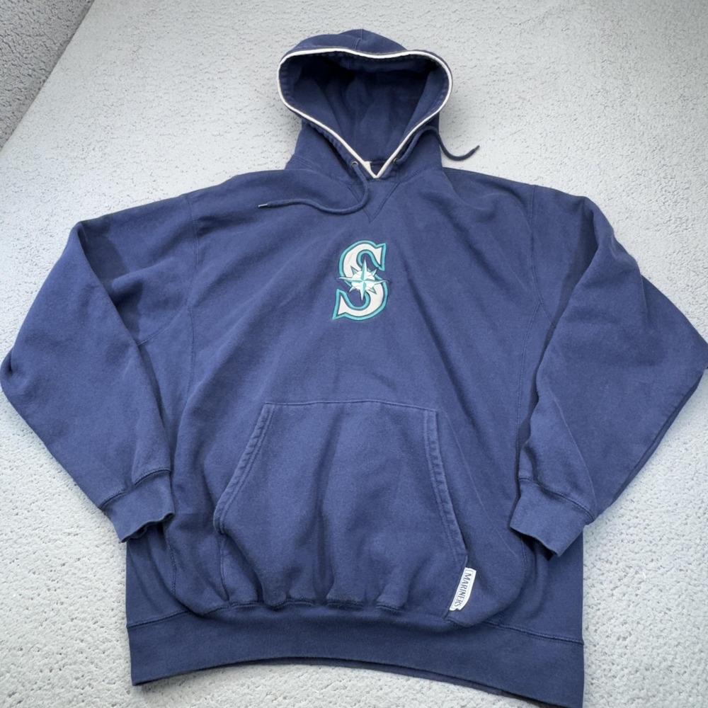 Seattle Mariners Hoodie Mens Large Blue Embroidered MLB Baseball Pullover MLB